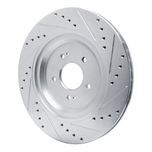 Genesis G90 Brake Rotor (1) - Rear Left - R1 Concepts - Drilled & Slotted - Silver - `19-`22